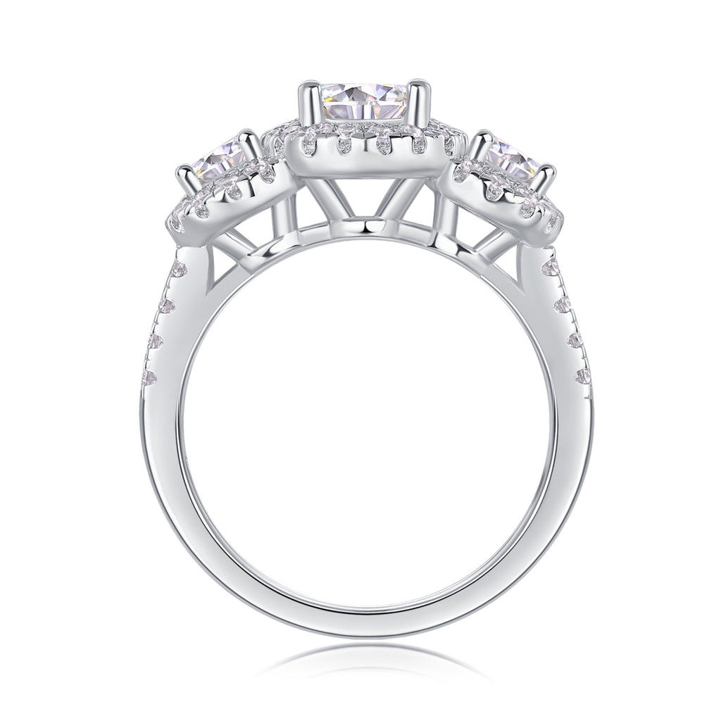 Everyday Moissanite Three-Stone Ring in Sterling Silver