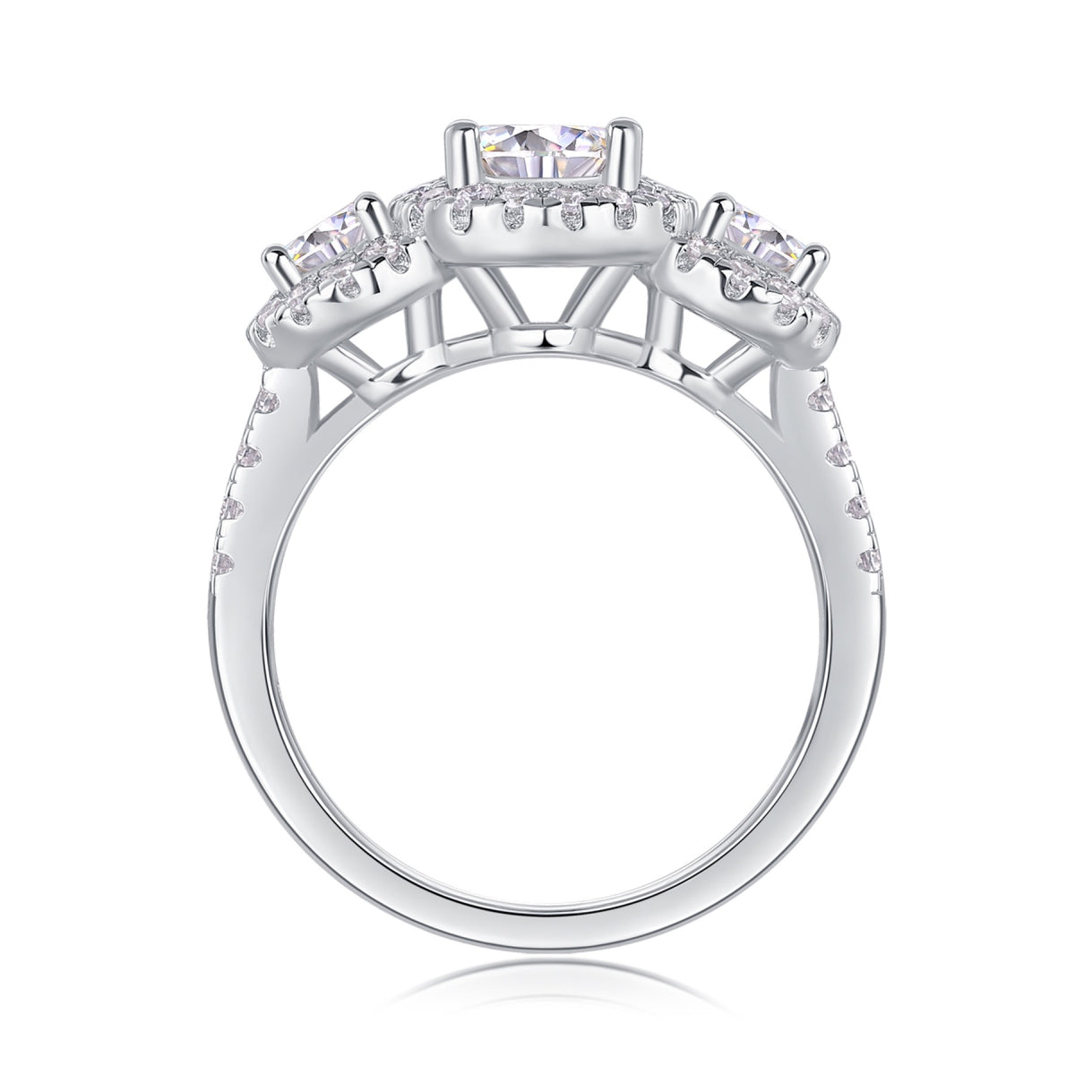 Everyday 1 Carat Moissanite Three-Stone Ring in Sterling Silver