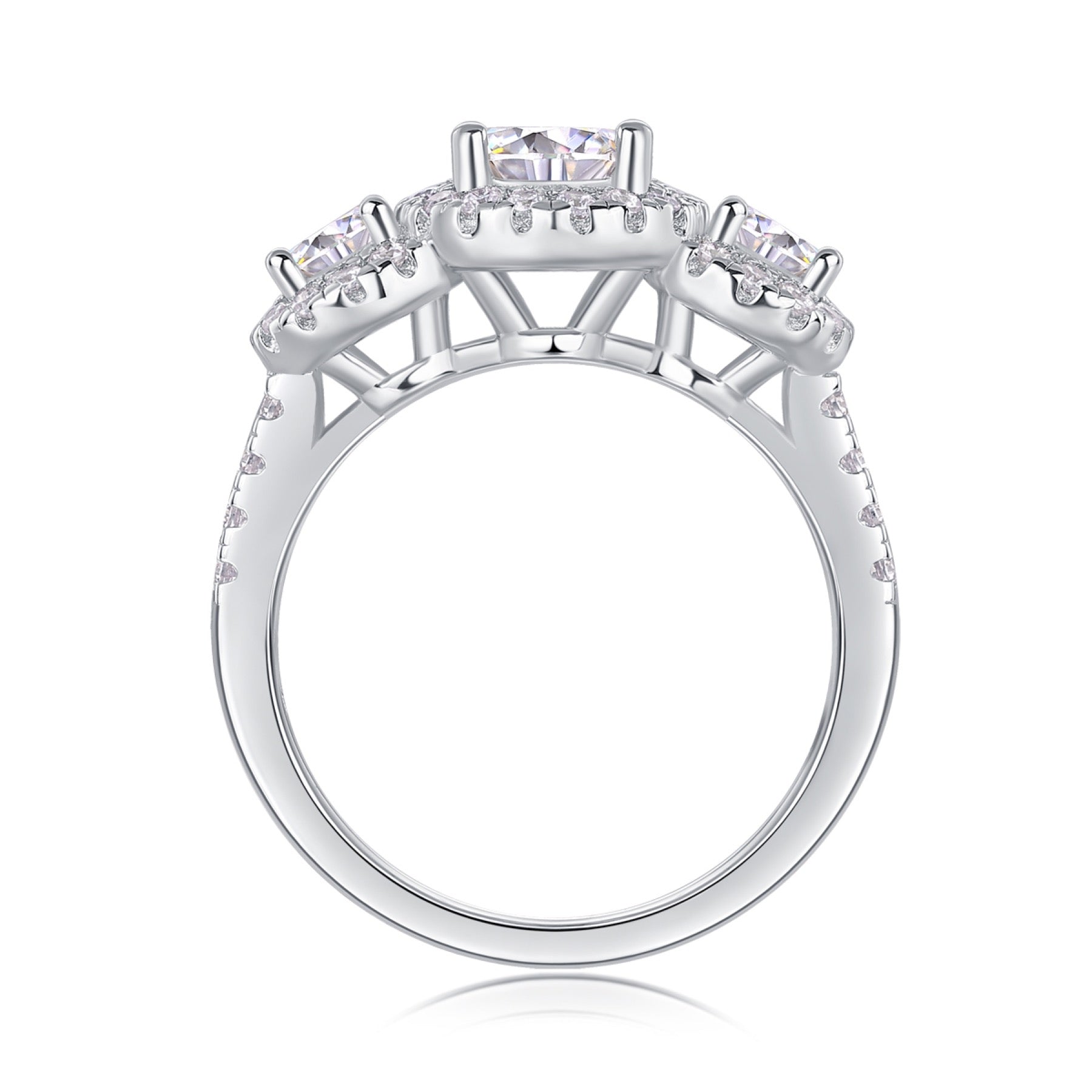 Everyday Moissanite Three-Stone Ring in Sterling Silver