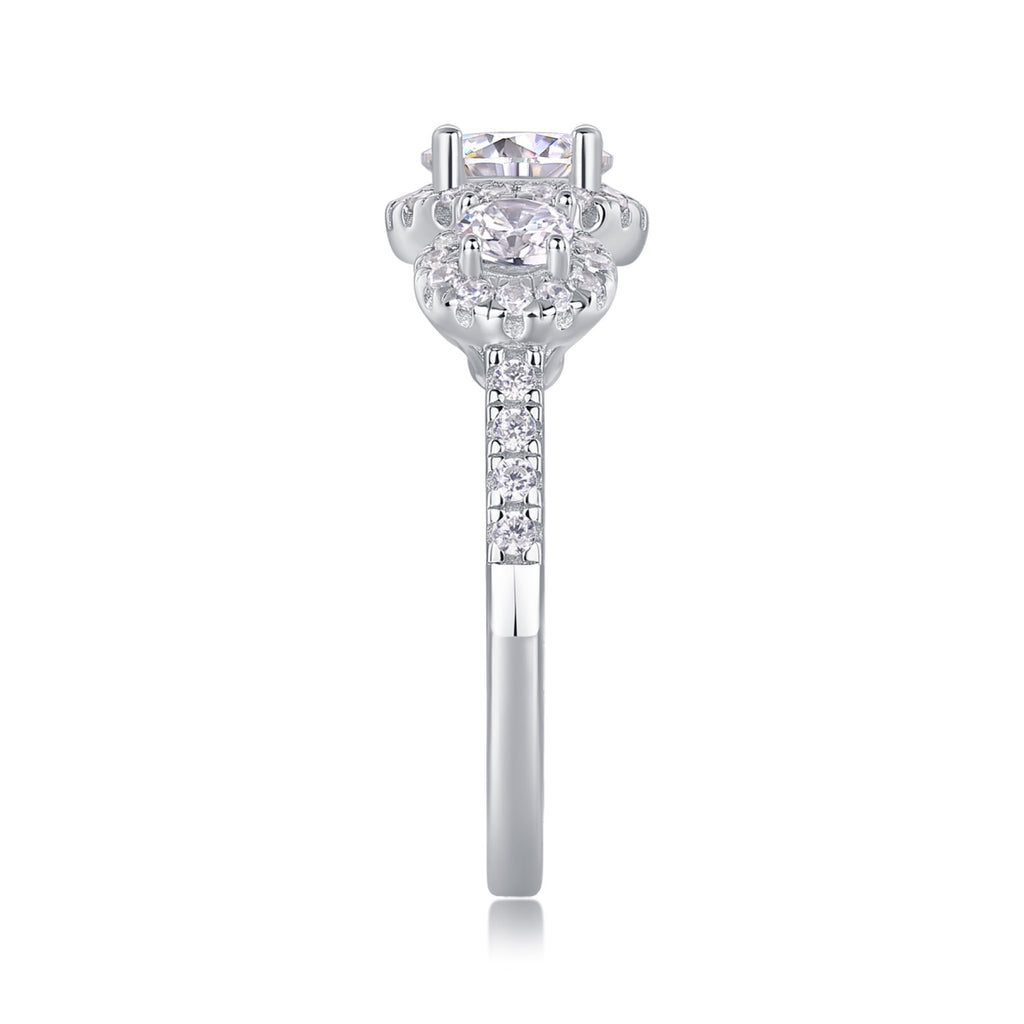 Everyday Moissanite Three-Stone Ring in Sterling Silver
