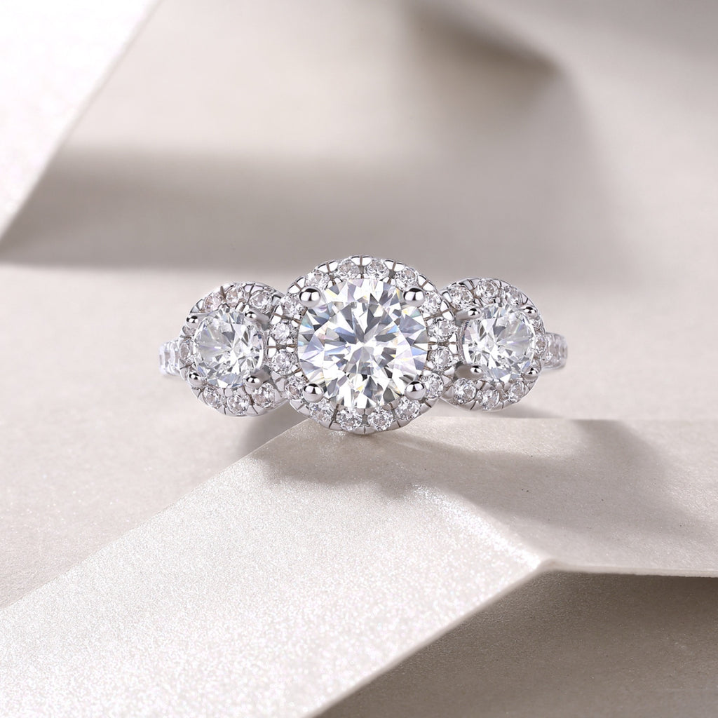 Everyday Moissanite Three-Stone Ring in Sterling Silver