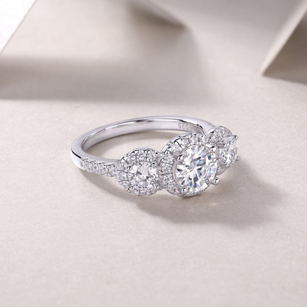 Everyday Moissanite Three-Stone Ring in Sterling Silver
