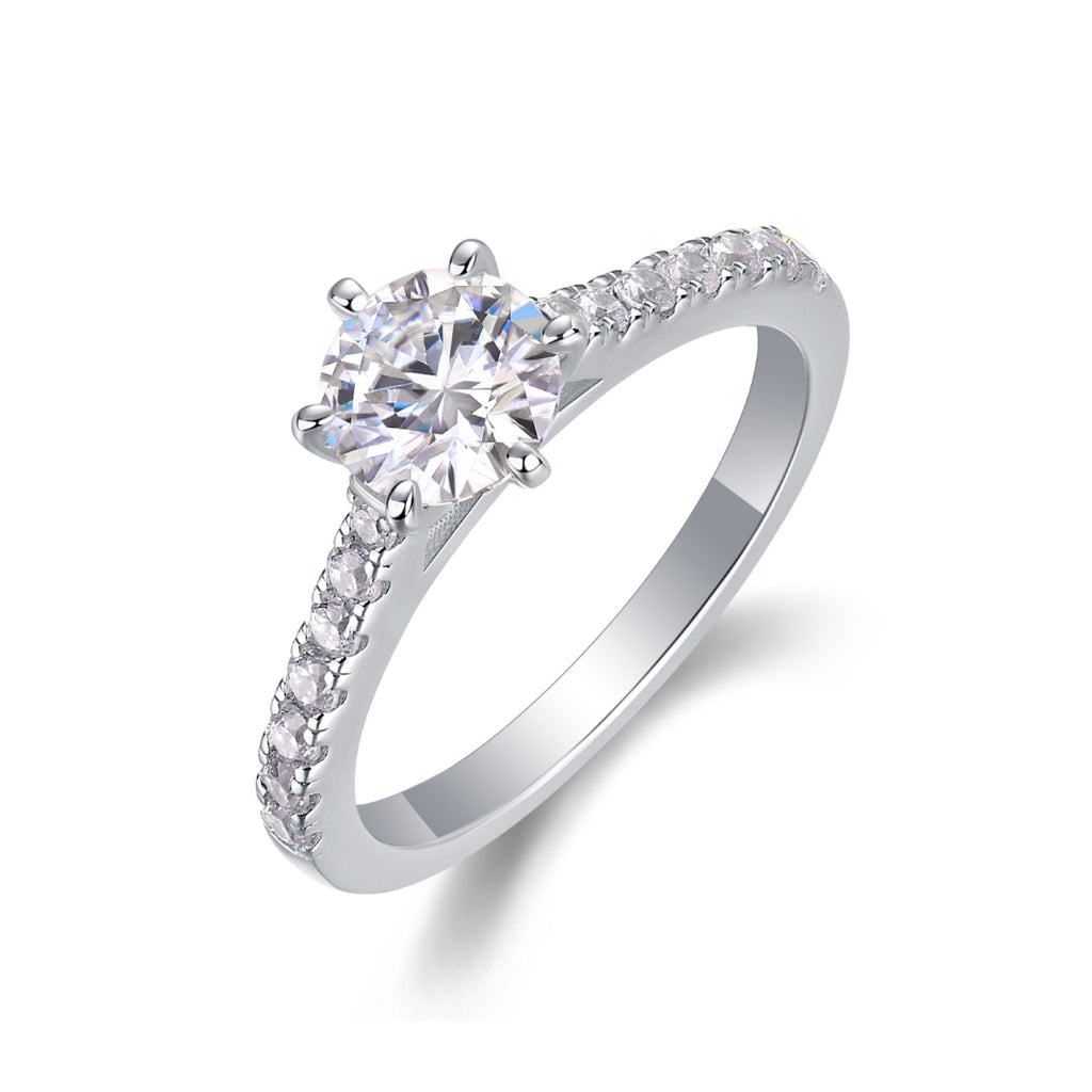 Moonlit Moissanite Solitaire Ring in Sterling Silver