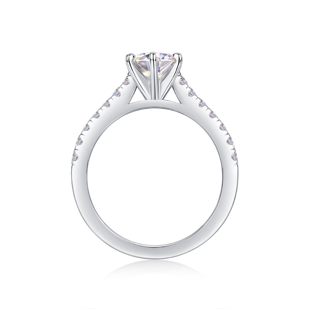 Moonlit Moissanite Solitaire Ring in Sterling Silver
