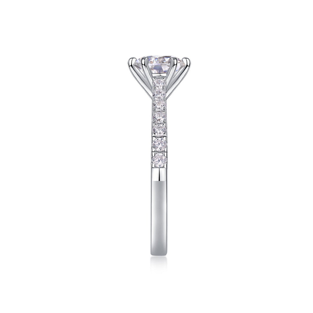 Moonlit Moissanite Solitaire Ring in Sterling Silver