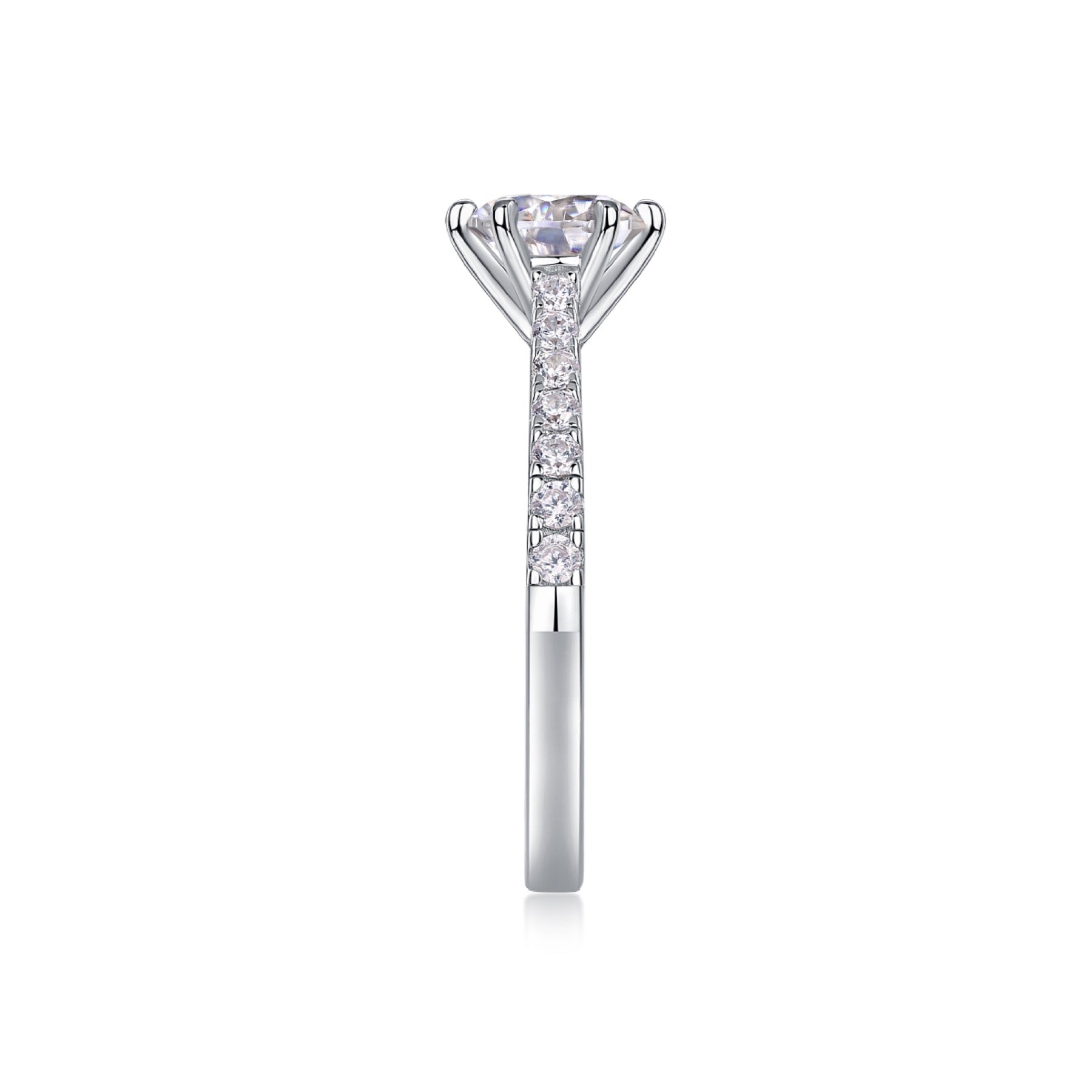 Moonlit Moissanite Solitaire Ring in Sterling Silver