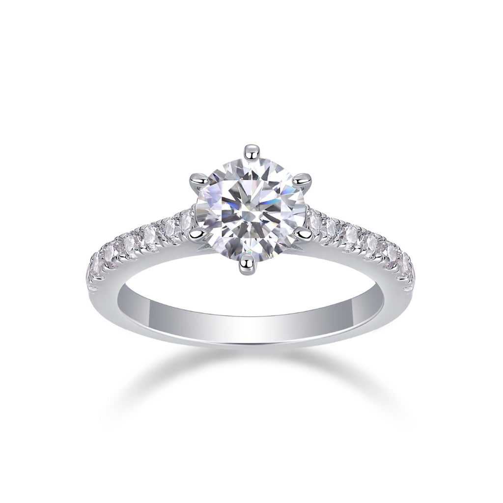 Moonlit Moissanite Solitaire Ring in Sterling Silver