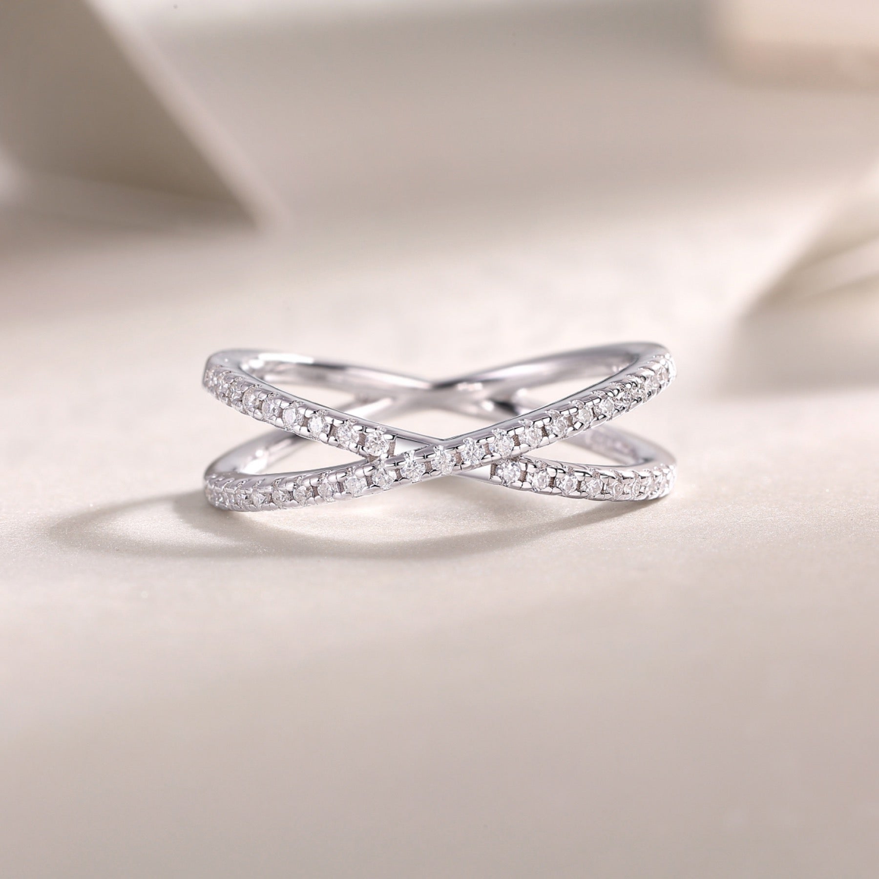 Intertwine Moissanite Band Ring in Sterling Silver