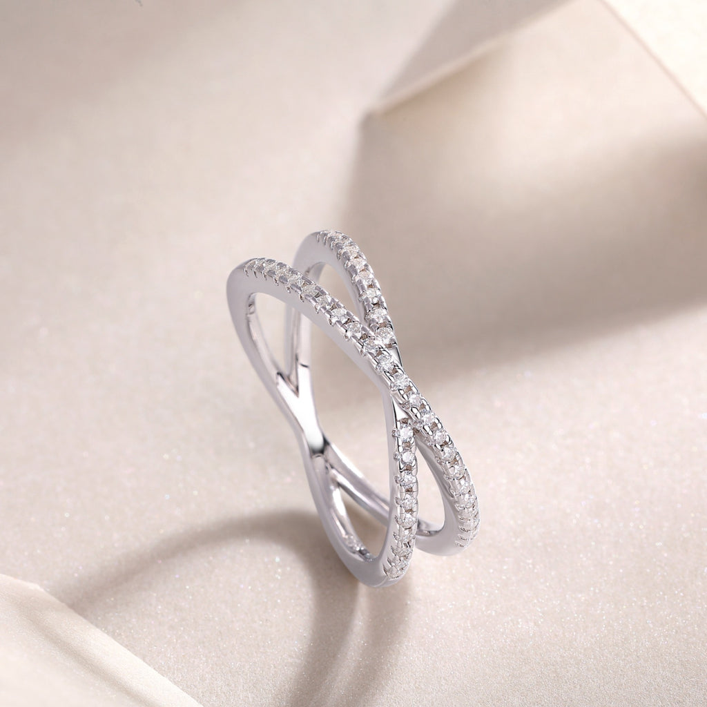 Intertwine Moissanite Band Ring in Sterling Silver
