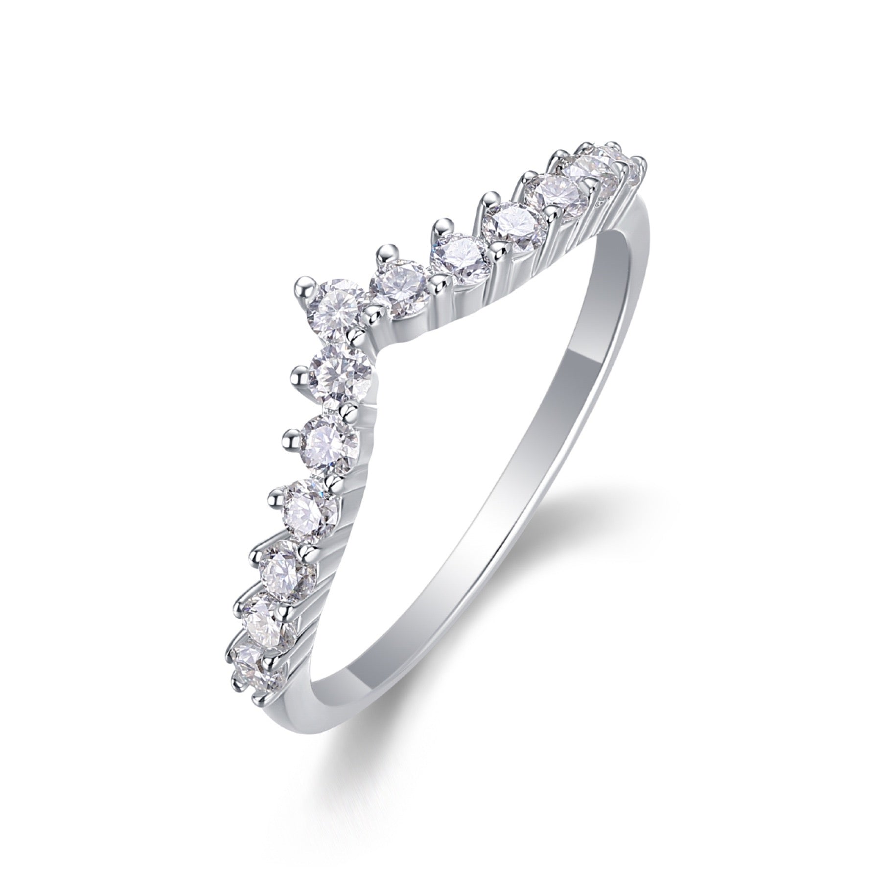 Tiara Moissanite Band Ring in Sterling Silver