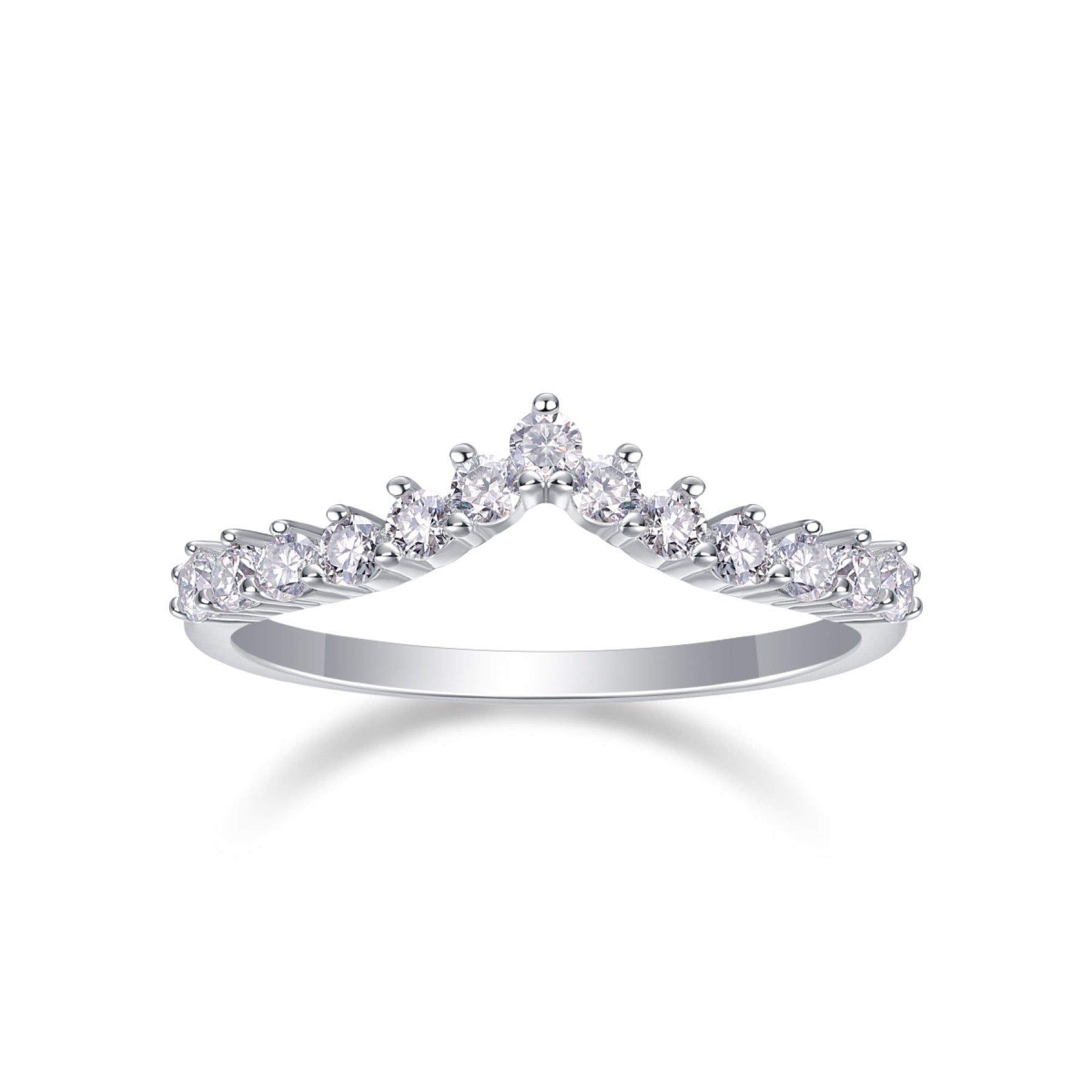 Tiara Moissanite Band Ring in Sterling Silver