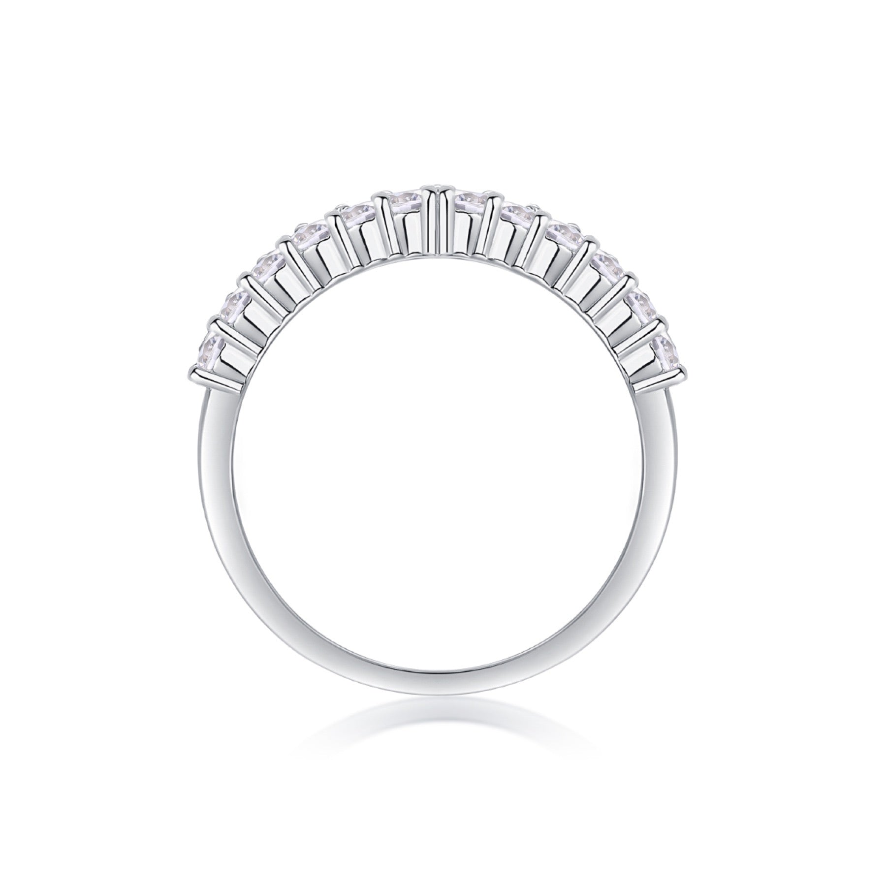 Tiara Moissanite Band Ring in Sterling Silver