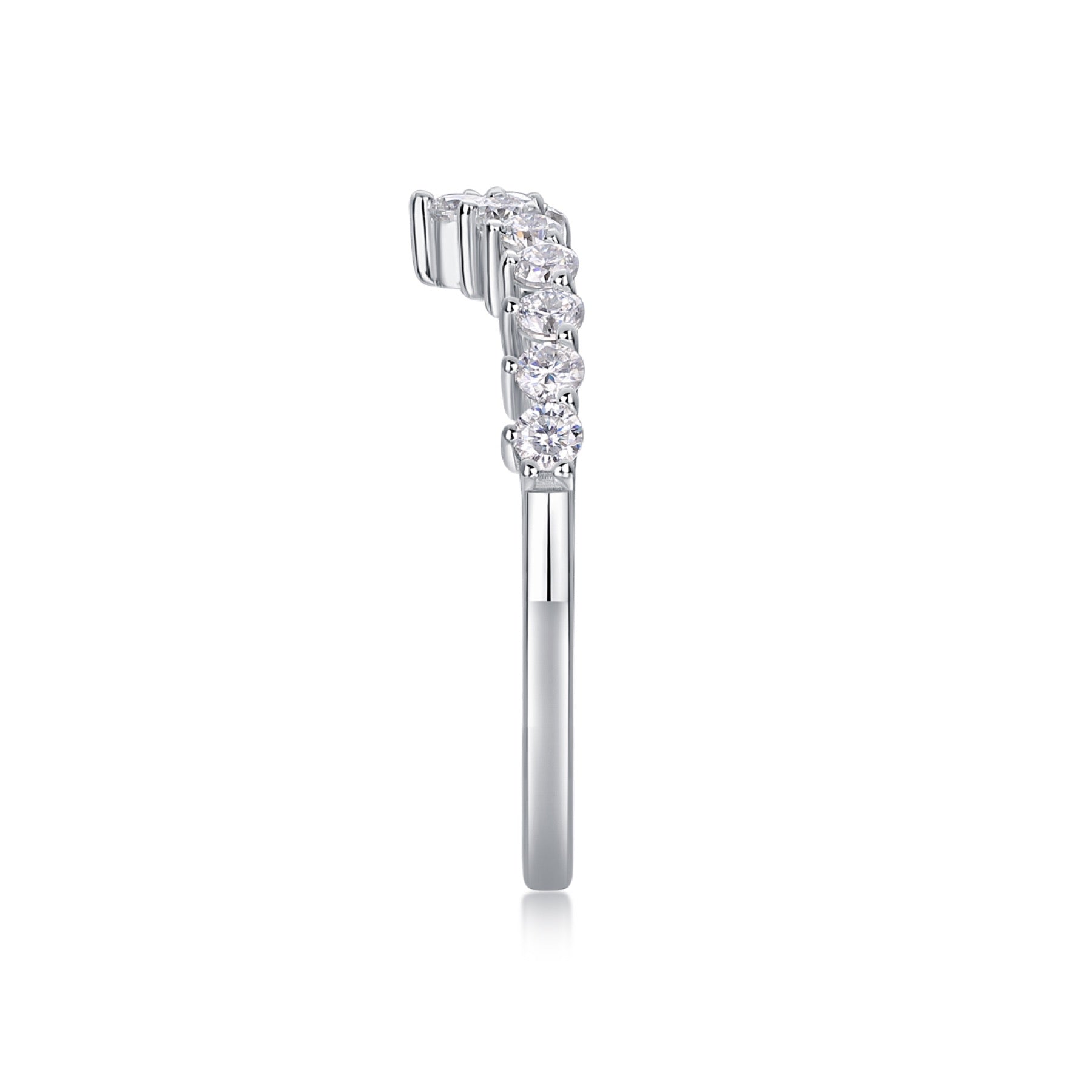 Tiara Moissanite Band Ring in Sterling Silver