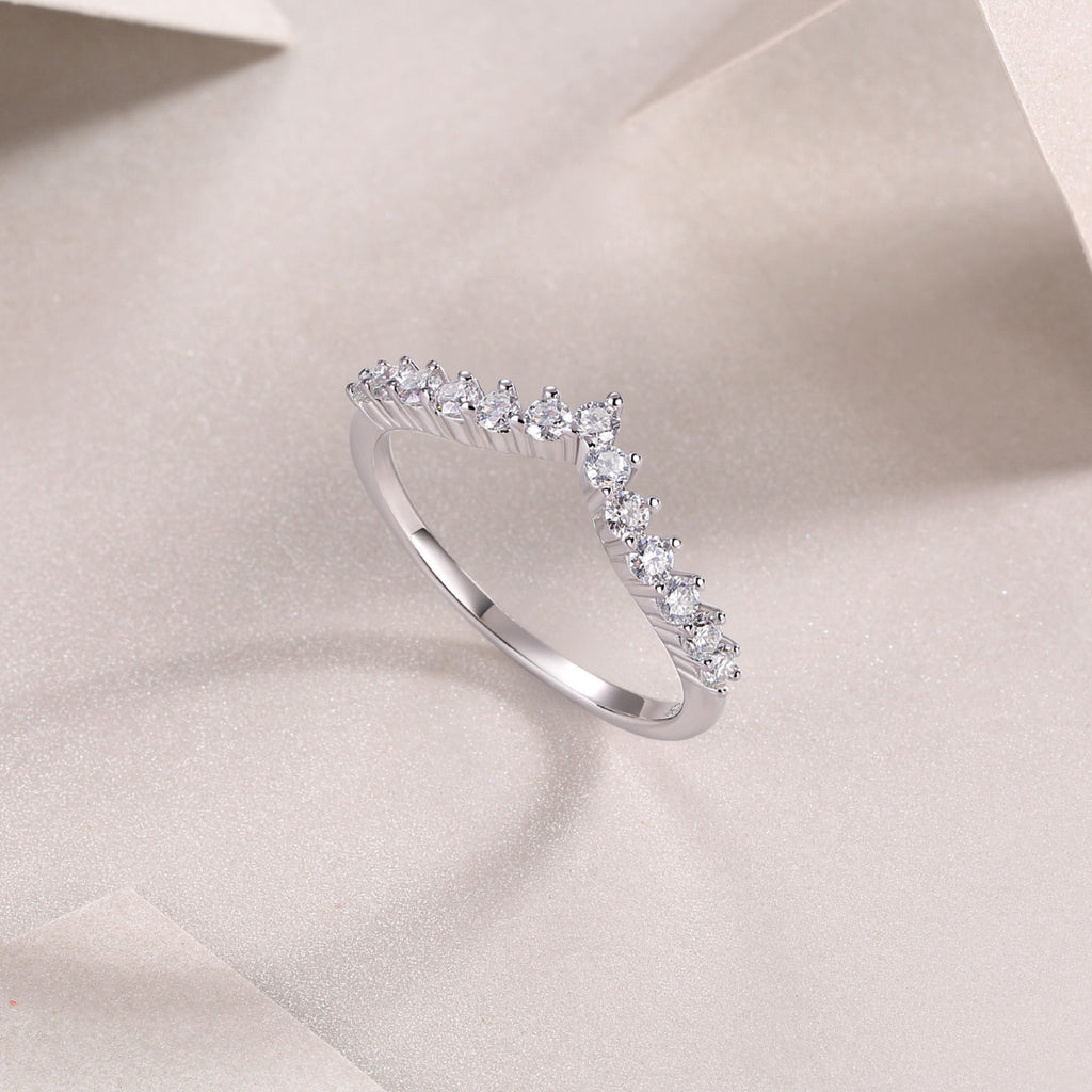 Tiara Moissanite Band Ring in Sterling Silver