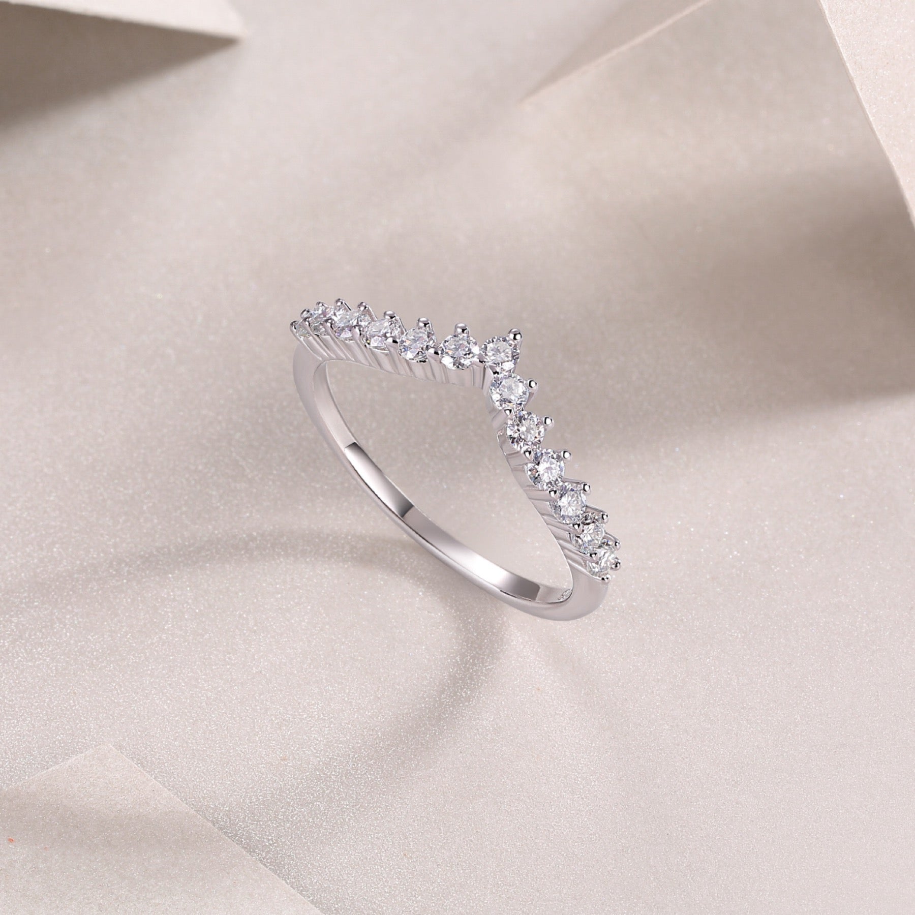 Tiara Moissanite Band Ring in Sterling Silver