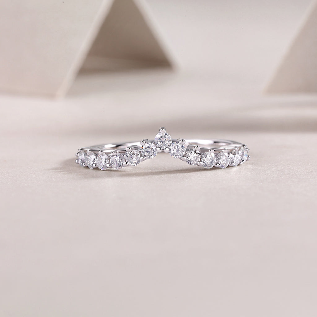 Tiara Moissanite Band Ring in Sterling Silver