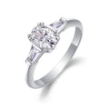 Descend Oval-Cut Moissanite Three-Stone Ring in Sterling Silver