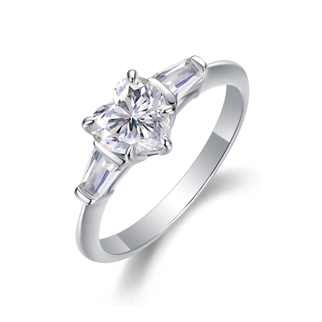 Heartborn Heart-Cut Moissanite Solitaire Ring in Sterling Silver