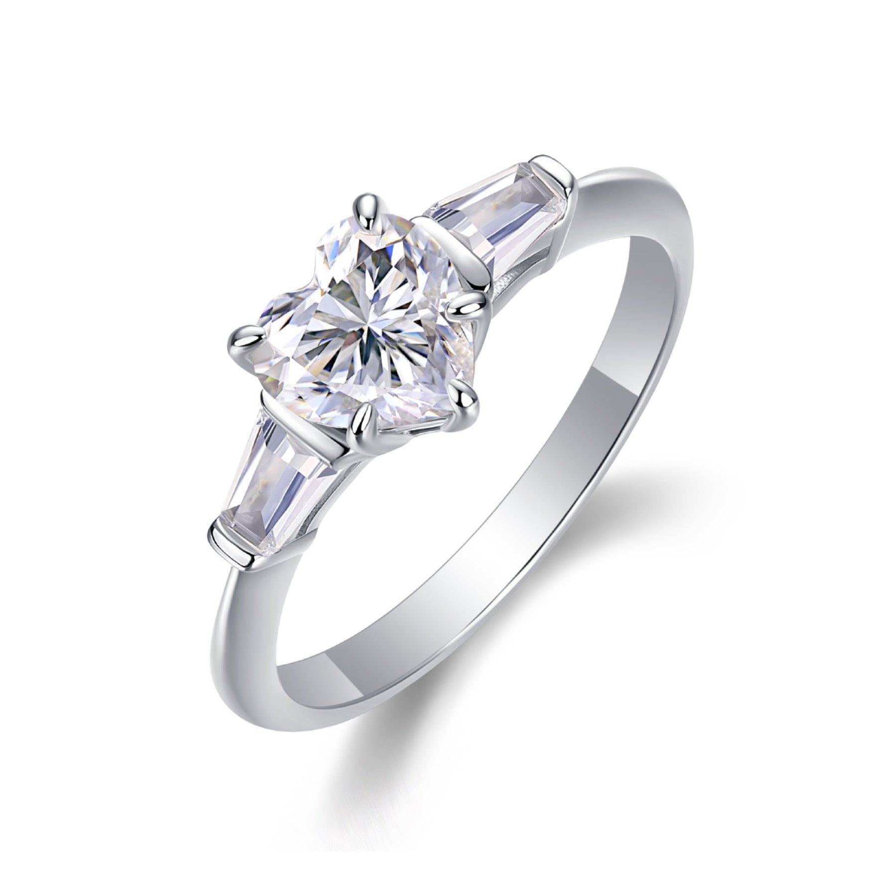 Heartborn Heart-Cut Moissanite Solitaire Ring in Sterling Silver