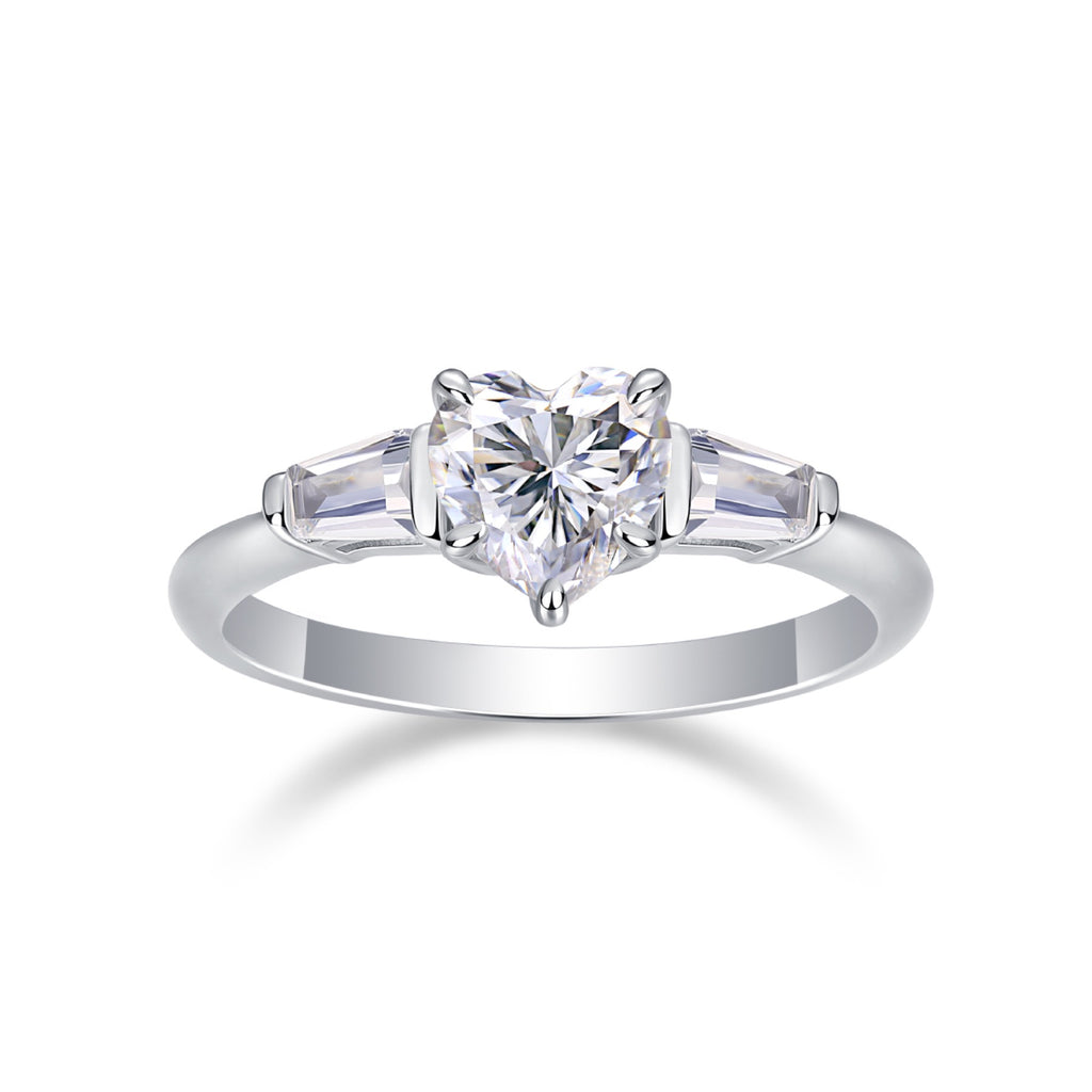 Heartborn Heart-Cut Moissanite Solitaire Ring in Sterling Silver