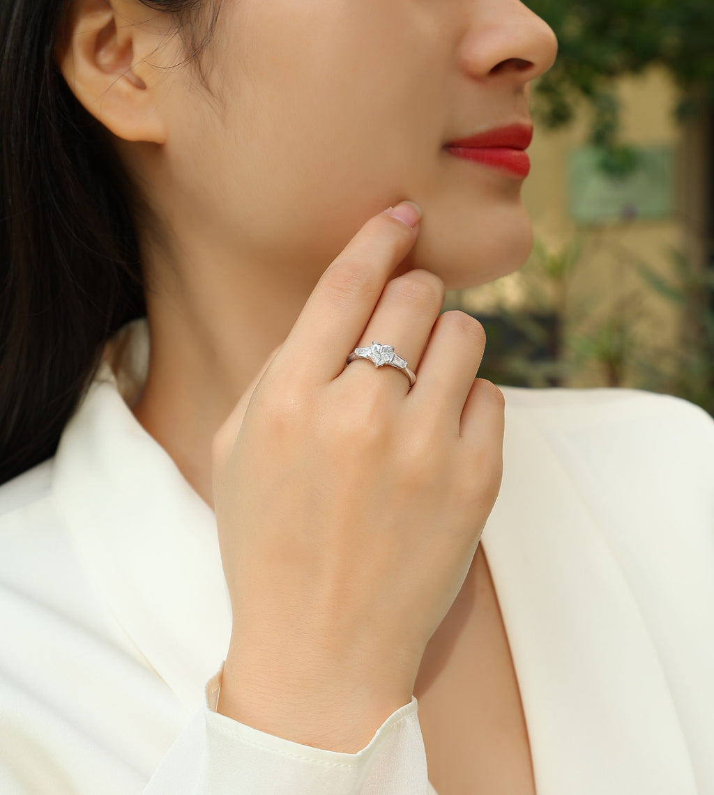 Heartborn Heart-Cut Moissanite Solitaire Ring in Sterling Silver