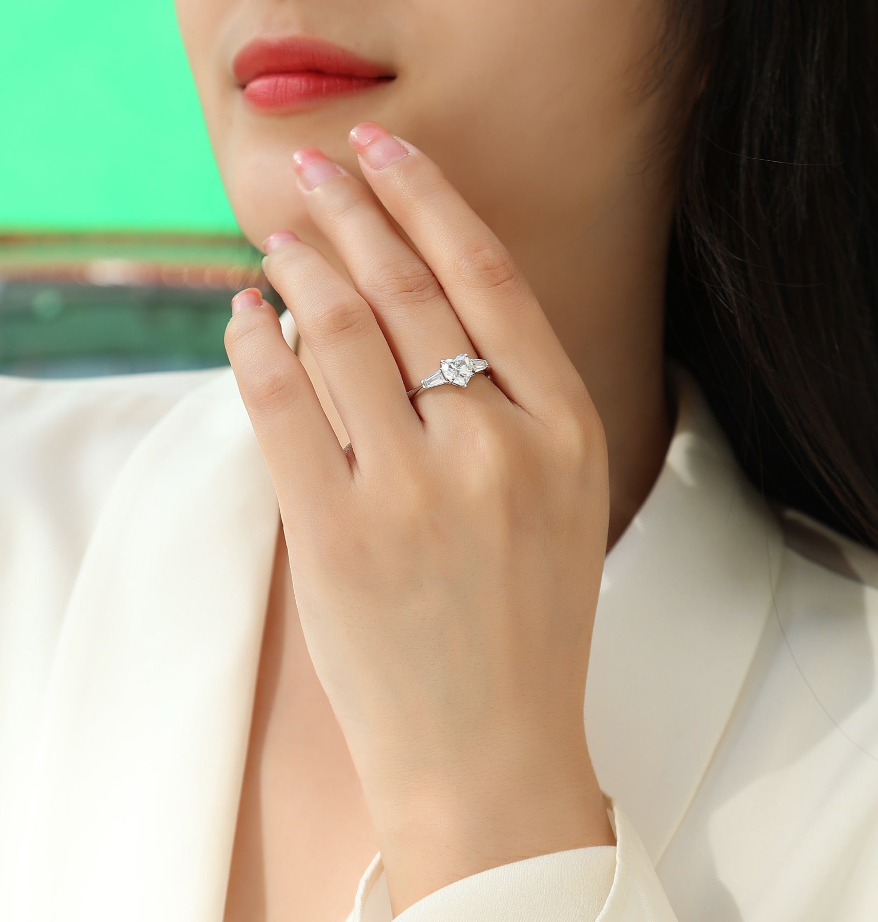 Heartborn Heart-Cut Moissanite Solitaire Ring in Sterling Silver