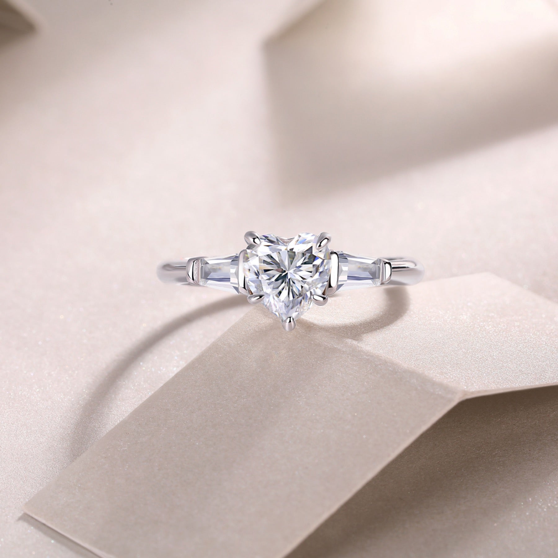Heartborn Heart-Cut Moissanite Solitaire Ring in Sterling Silver