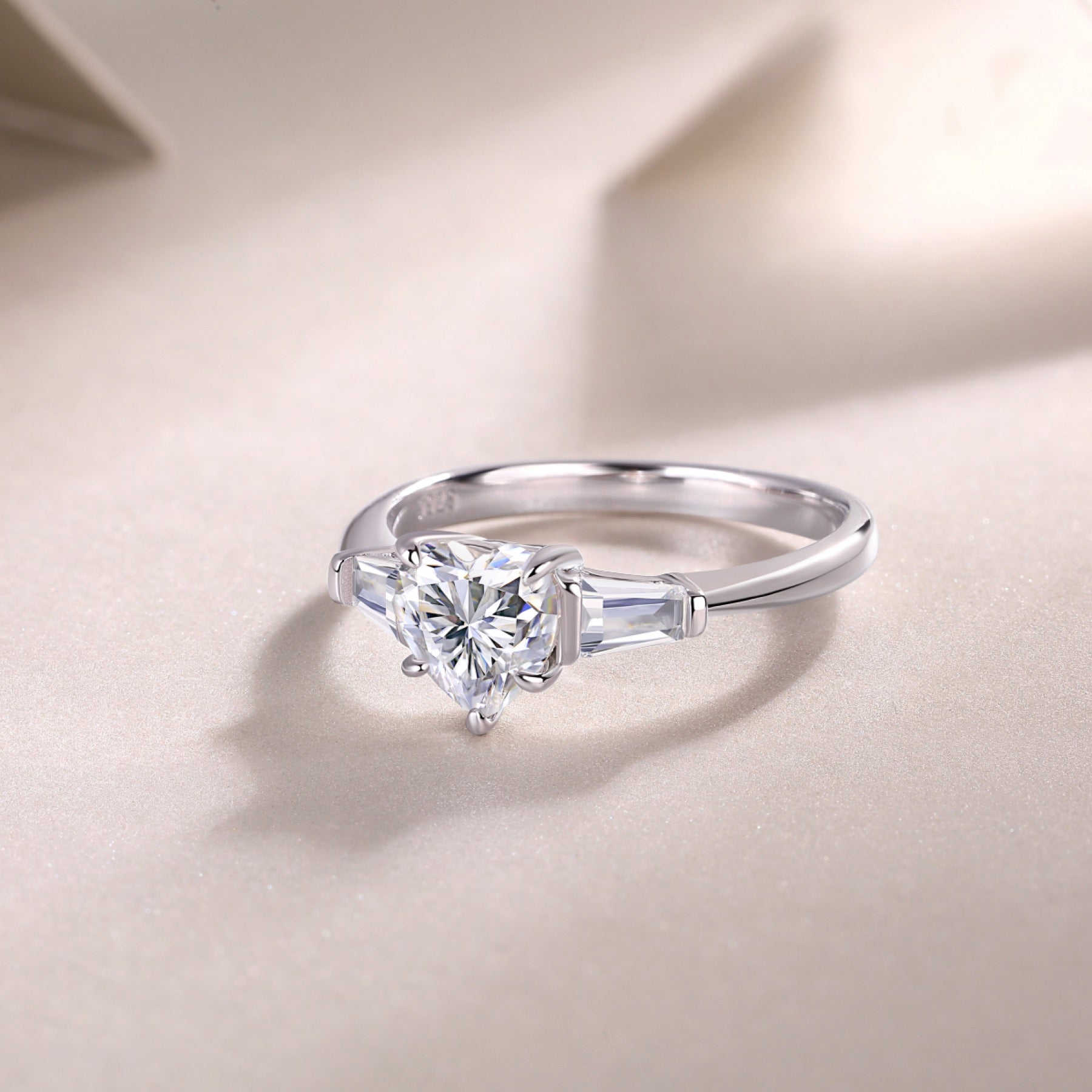 Heartborn Heart-Cut Moissanite Solitaire Ring in Sterling Silver