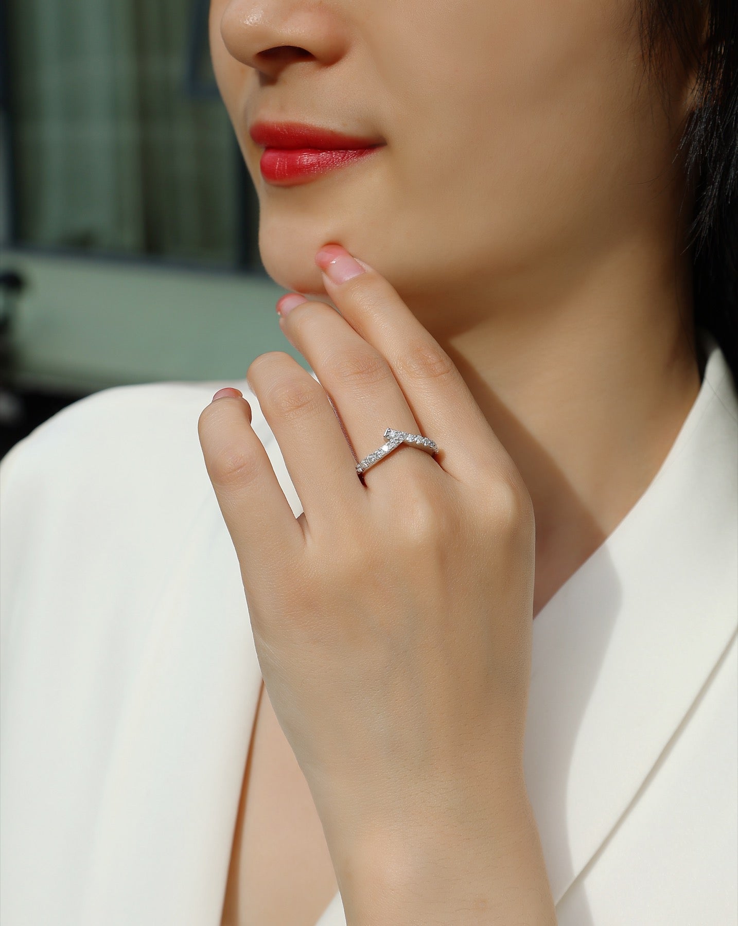 Rush Moissanite Band Ring in Sterling Silver