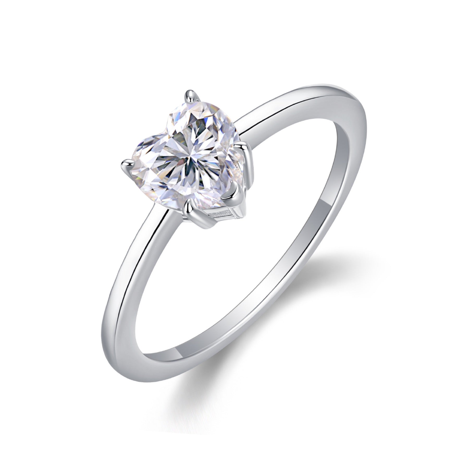Promise Heart-Cut Moissanite Solitaire Ring in Sterling Silver
