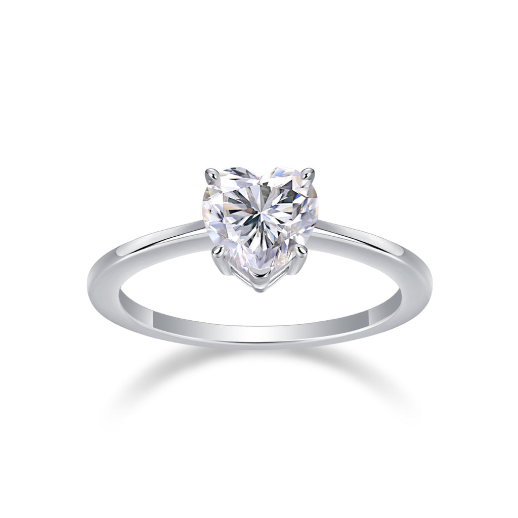 Promise Heart-Cut Moissanite Solitaire Ring in Sterling Silver