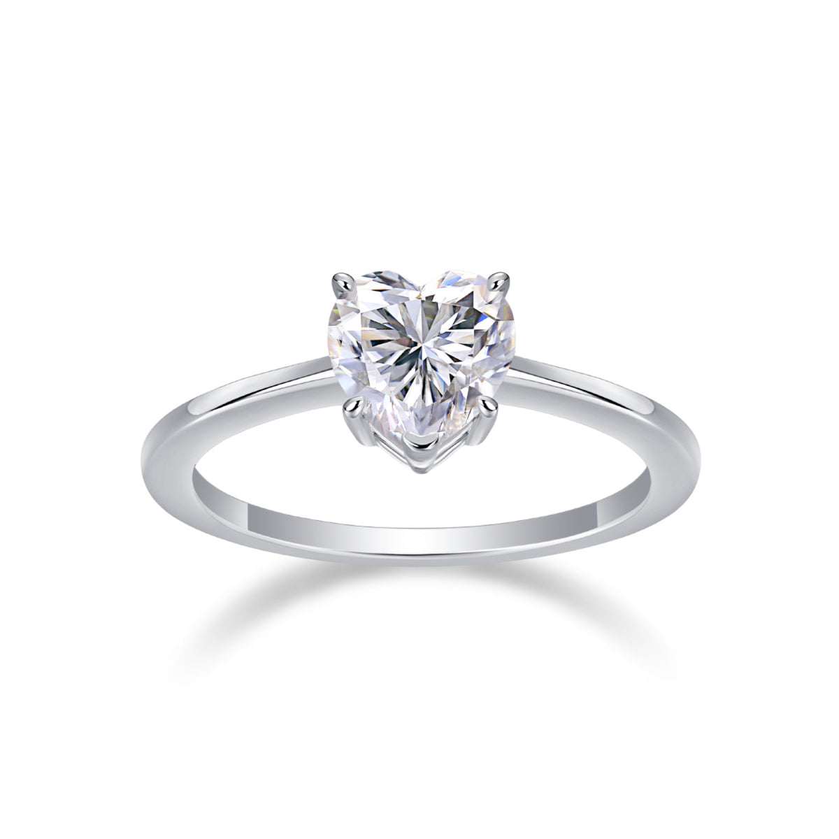 Promise 1 Carat Heart-Cut Moissanite Solitaire Ring in Sterling Silver