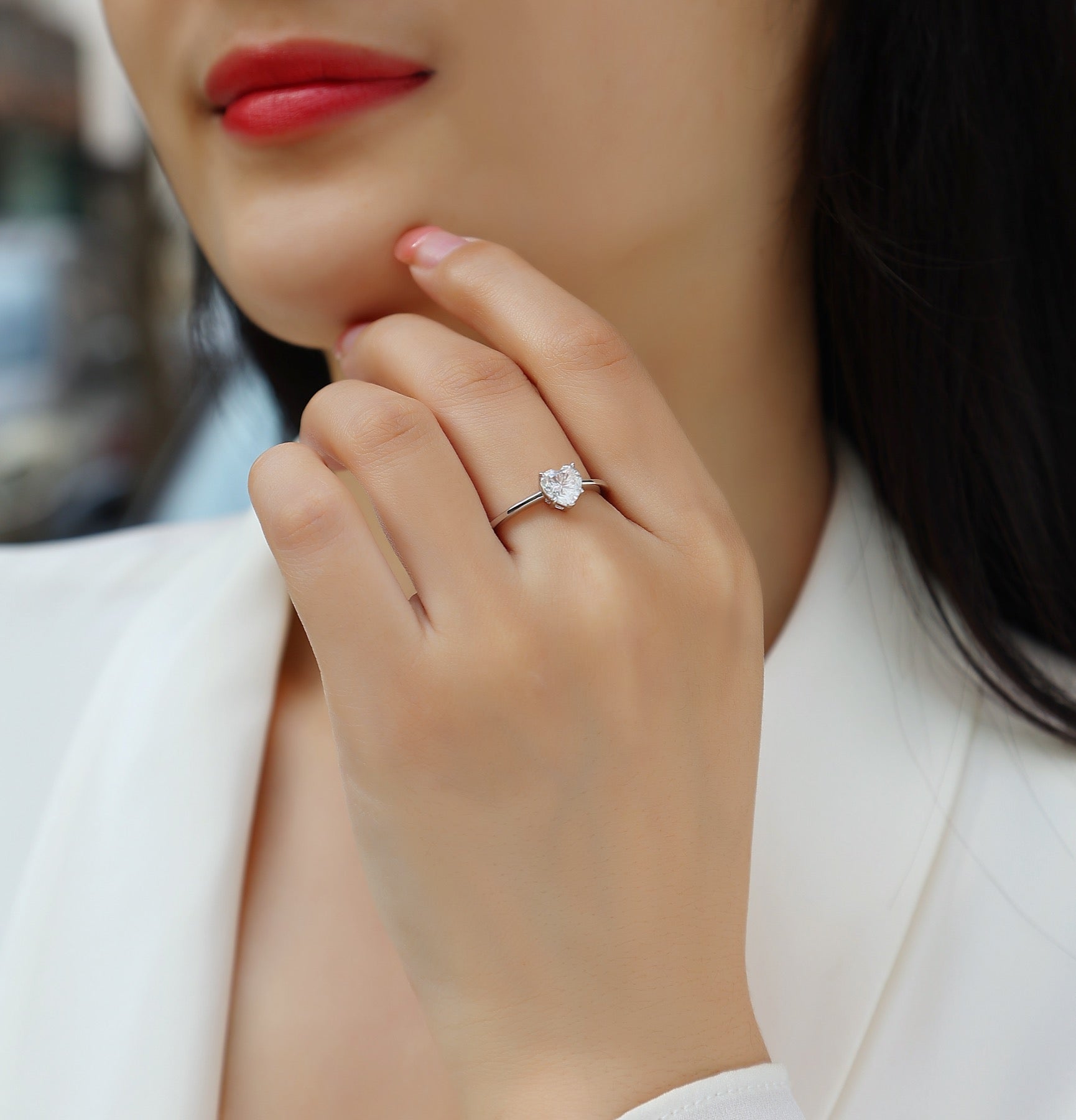 Promise Heart-Cut Moissanite Solitaire Ring in Sterling Silver