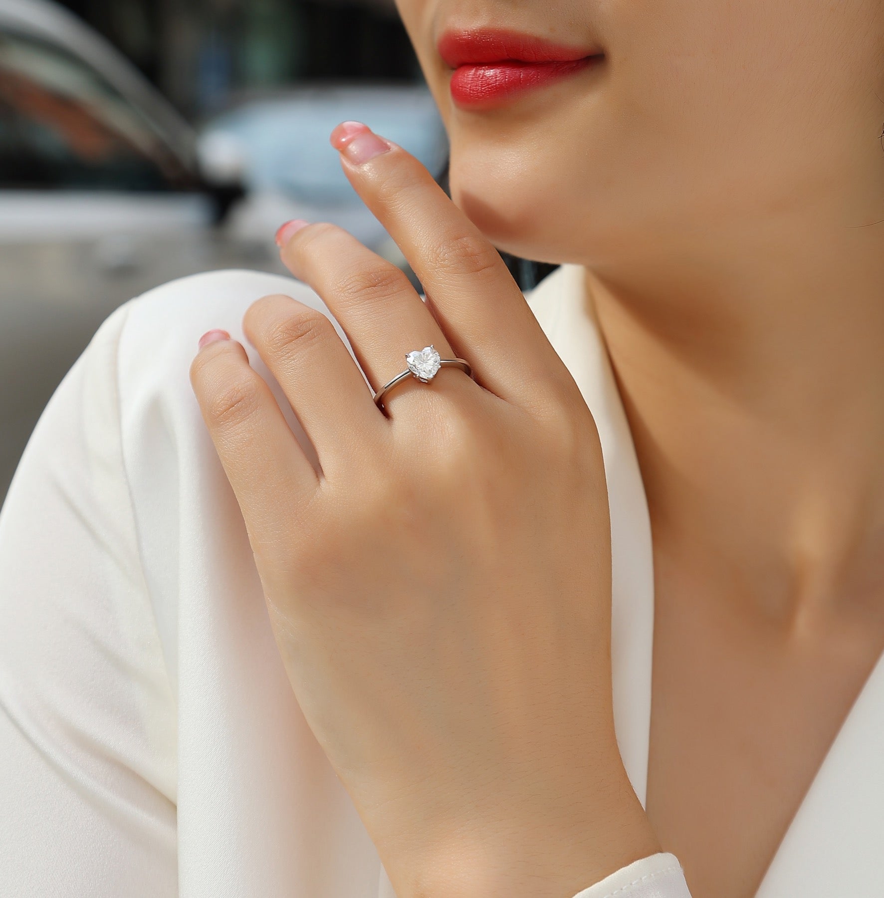 Promise Heart-Cut Moissanite Solitaire Ring in Sterling Silver