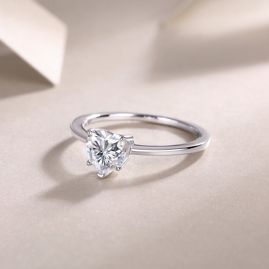 Promise Heart-Cut Moissanite Solitaire Ring in Sterling Silver