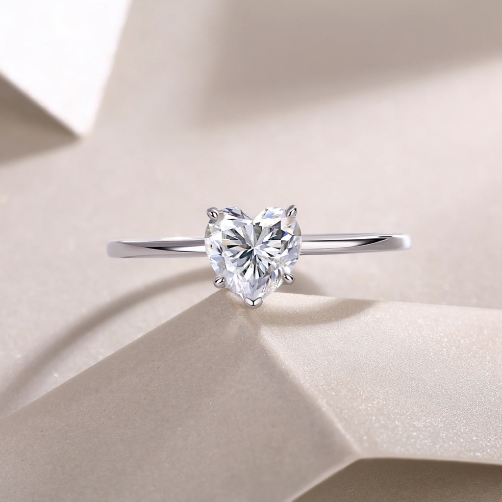 Promise Heart-Cut Moissanite Solitaire Ring in Sterling Silver