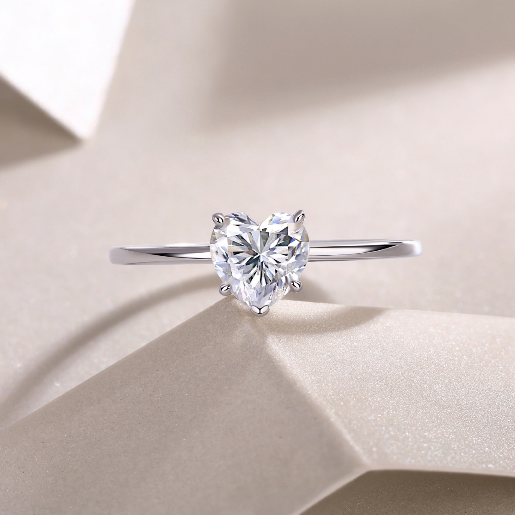 Promise Heart-Cut Moissanite Solitaire Ring in Sterling Silver