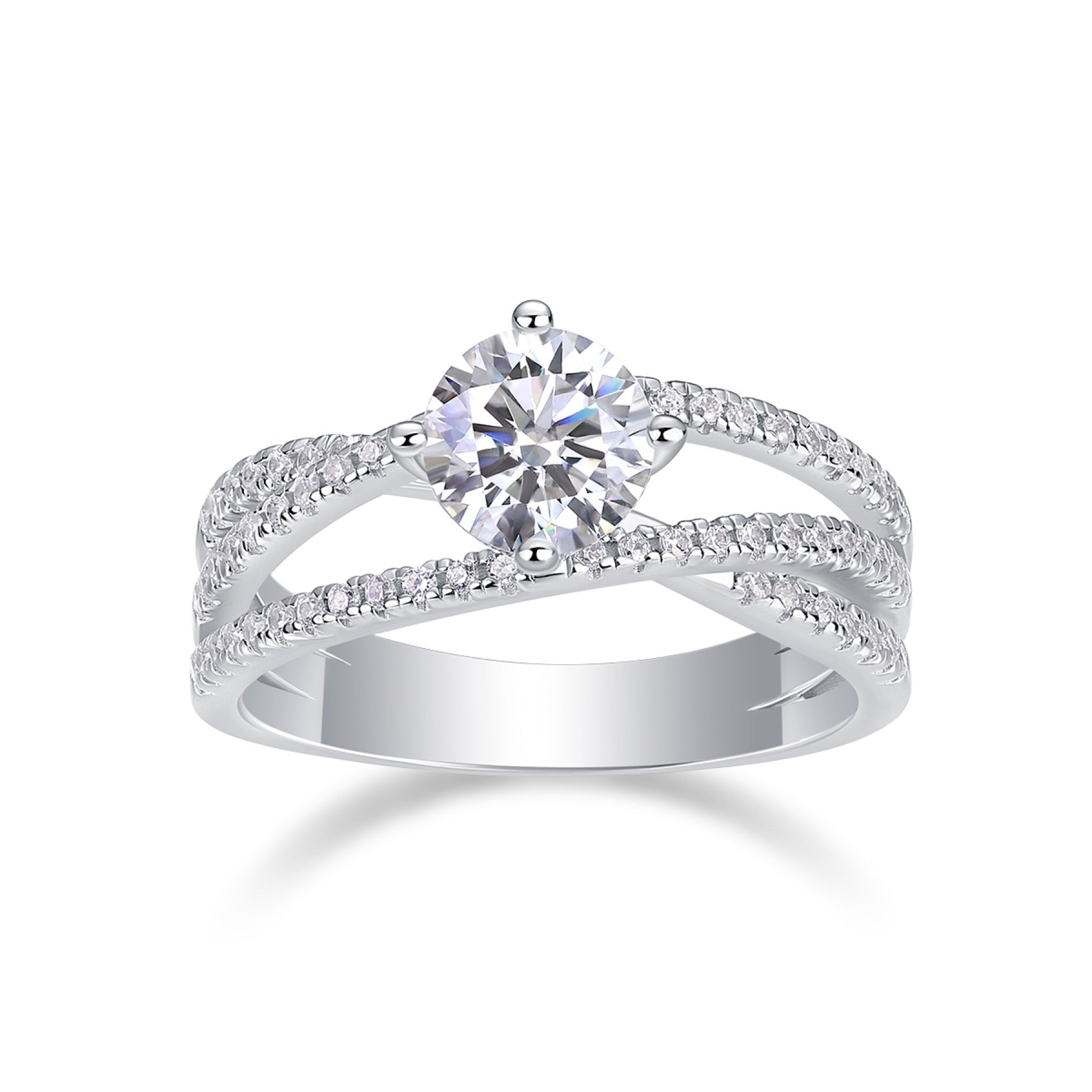 Skybound Moissanite Solitaire Ring in Sterling Silver