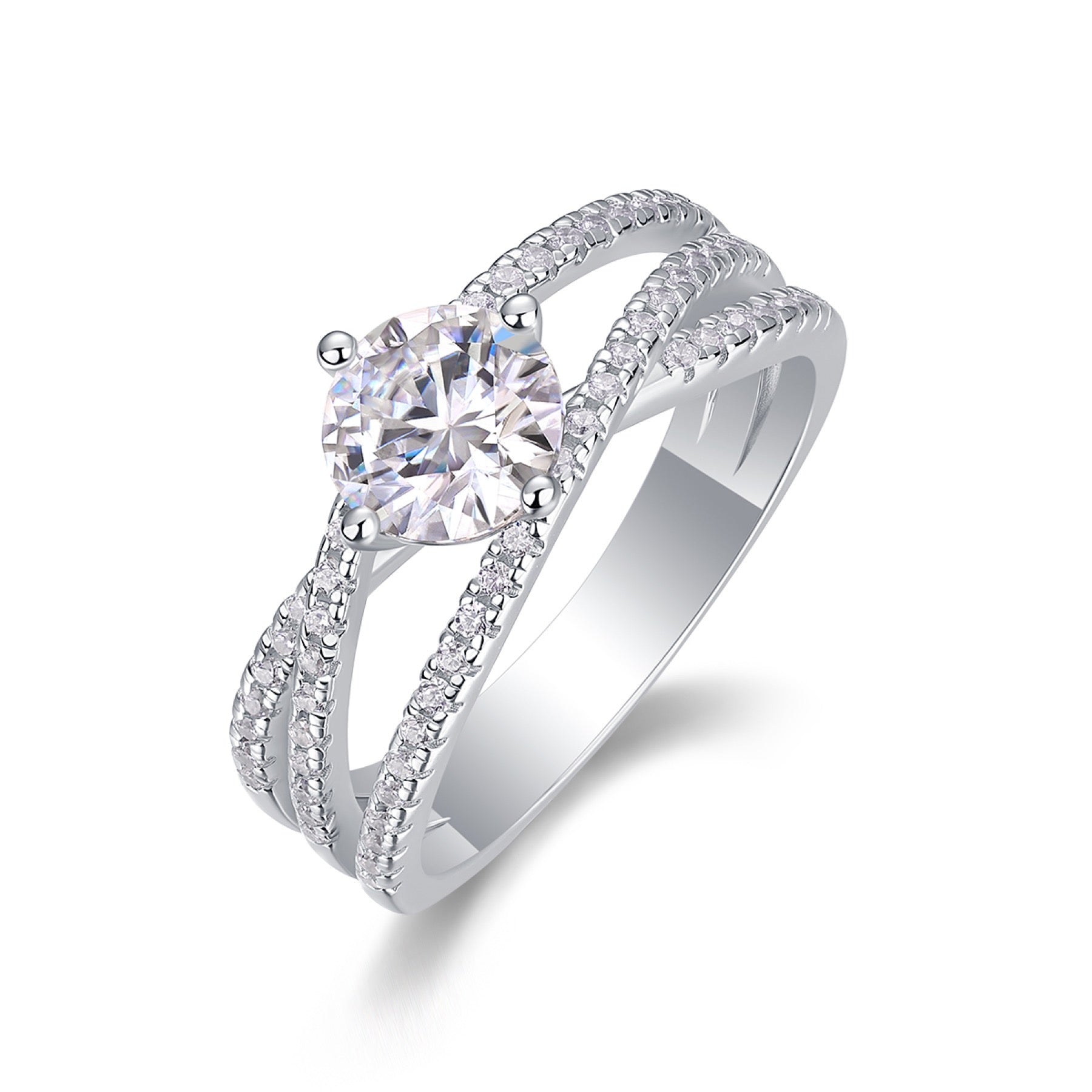Skybound Moissanite Solitaire Ring in Sterling Silver