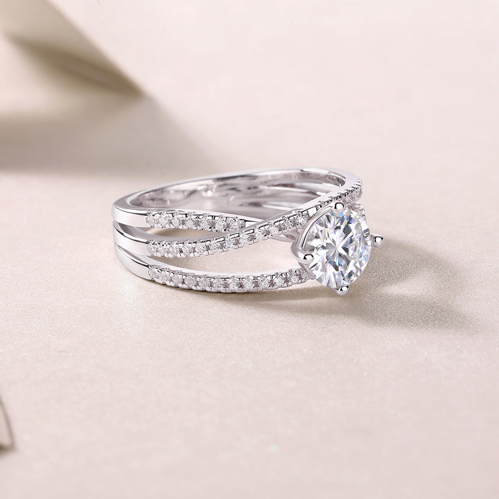 Skybound Moissanite Solitaire Ring in Sterling Silver