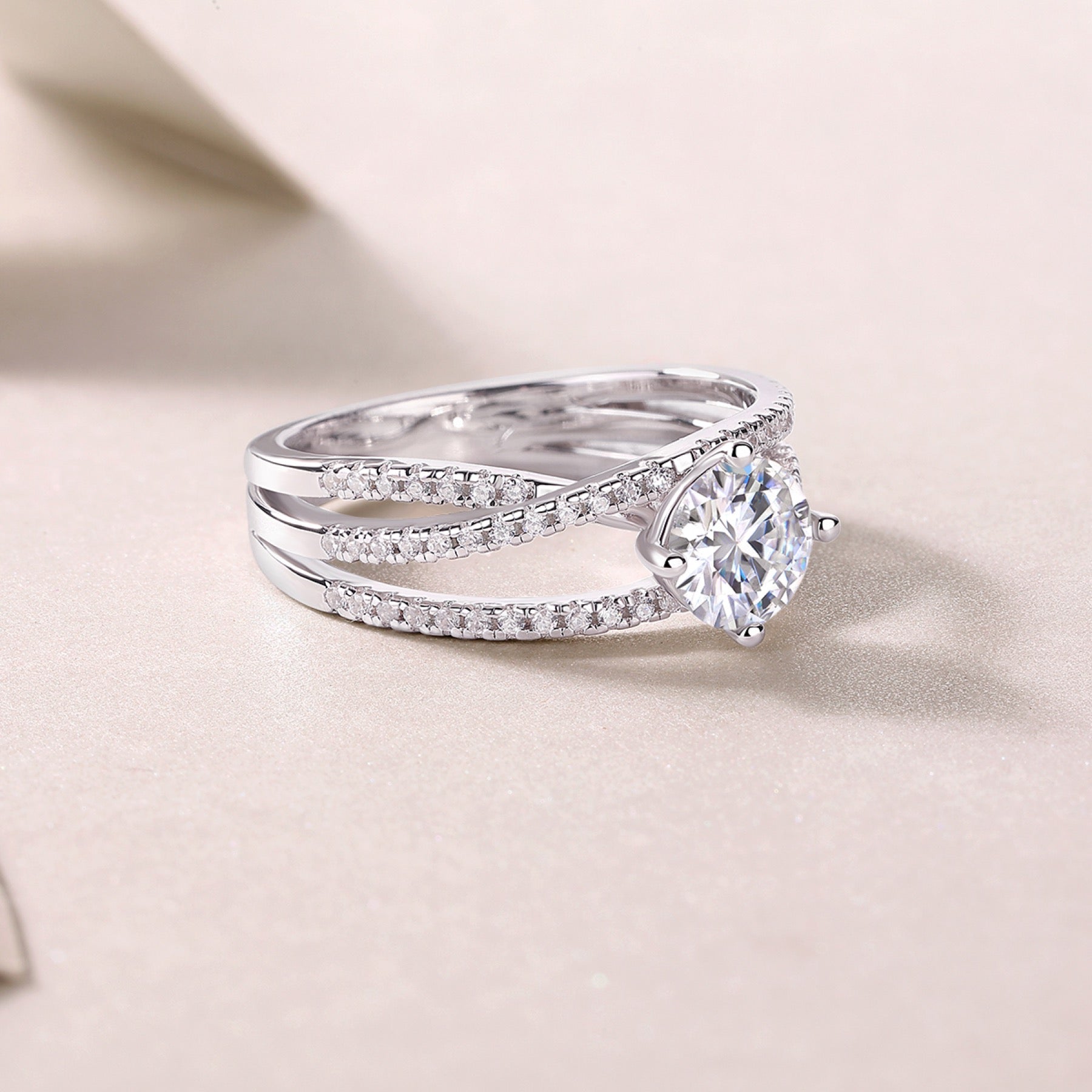 Skybound Moissanite Solitaire Ring in Sterling Silver