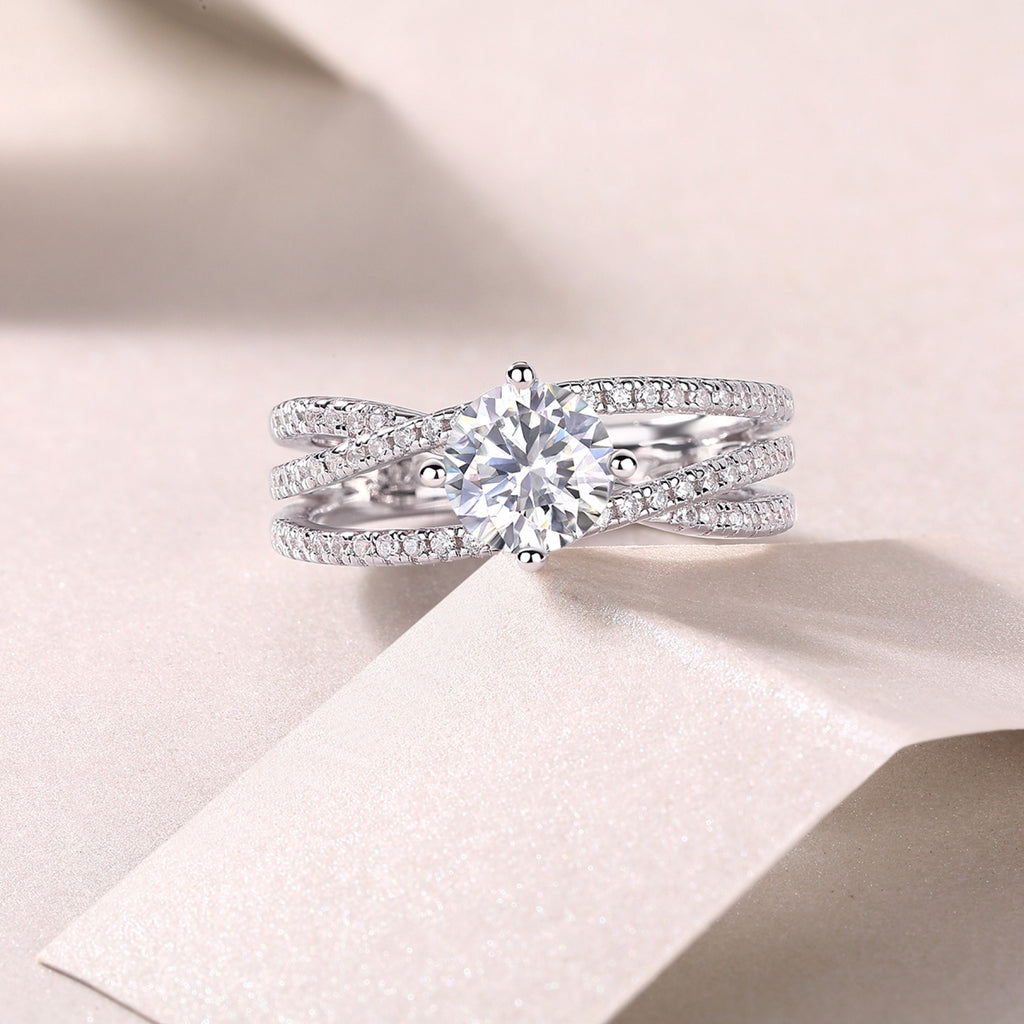 Skybound Moissanite Solitaire Ring in Sterling Silver