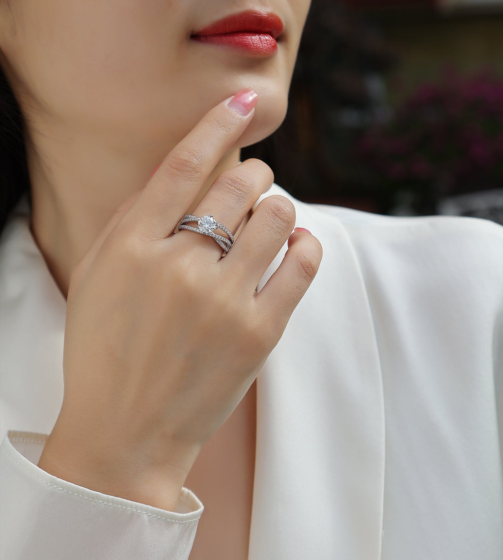 Skybound Moissanite Solitaire Ring in Sterling Silver