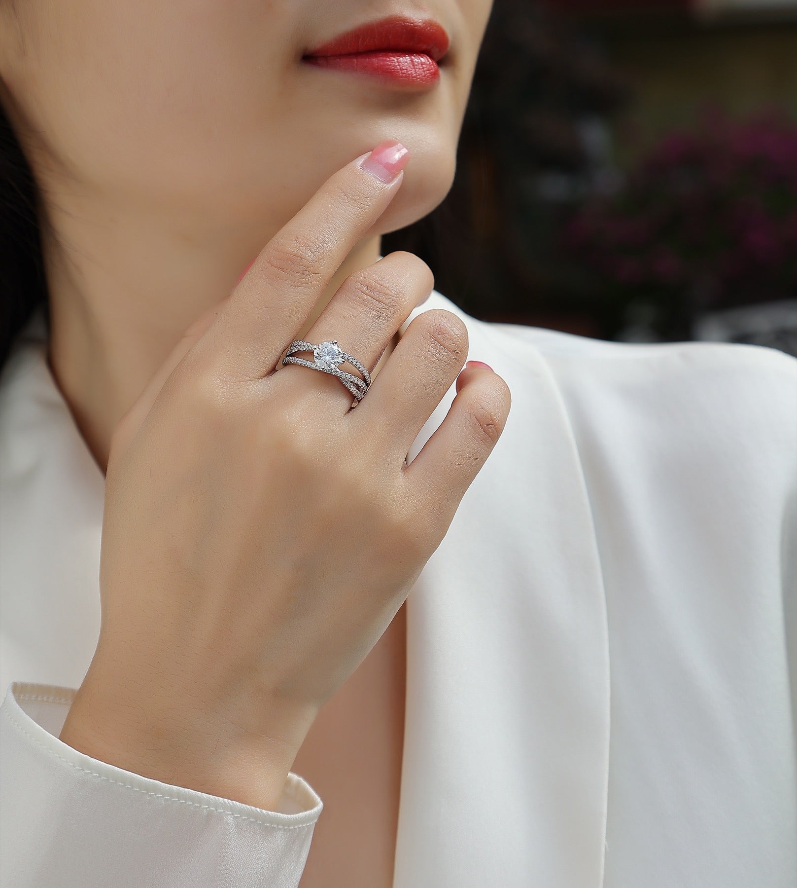 Skybound Moissanite Solitaire Ring in Sterling Silver