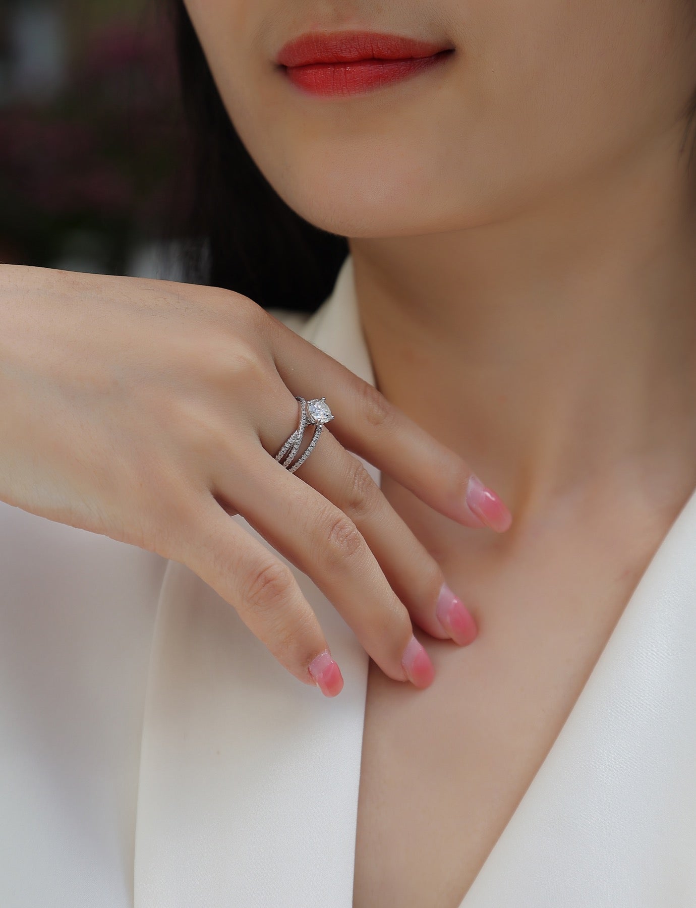 Skybound Moissanite Solitaire Ring in Sterling Silver