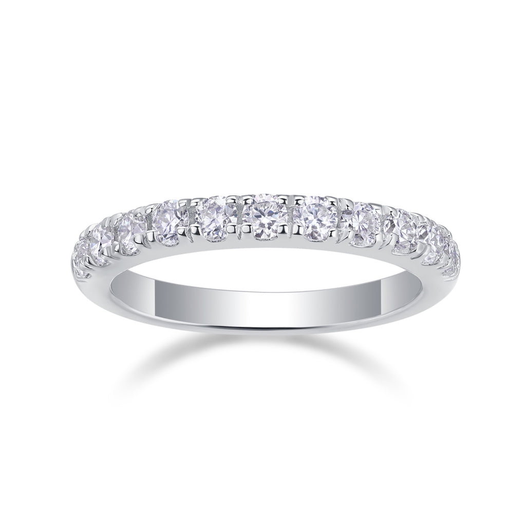 Wayfarer Moissanite Eternity Band Ring in Sterling Silver