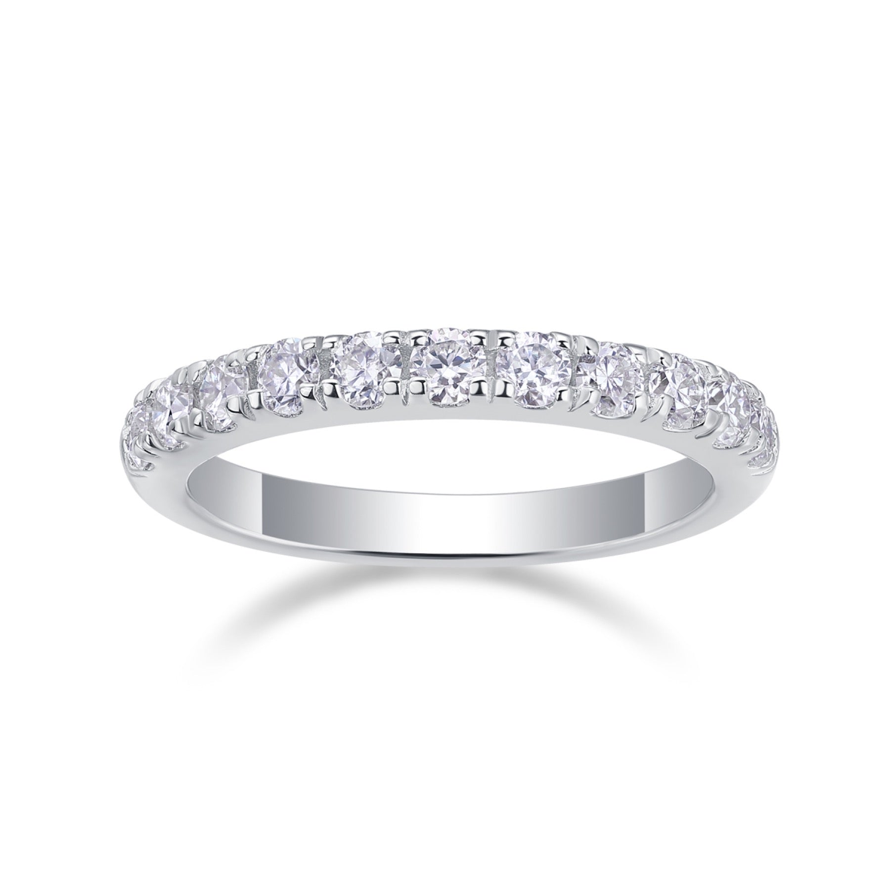 Wayfarer Moissanite Eternity Band Ring in Sterling Silver