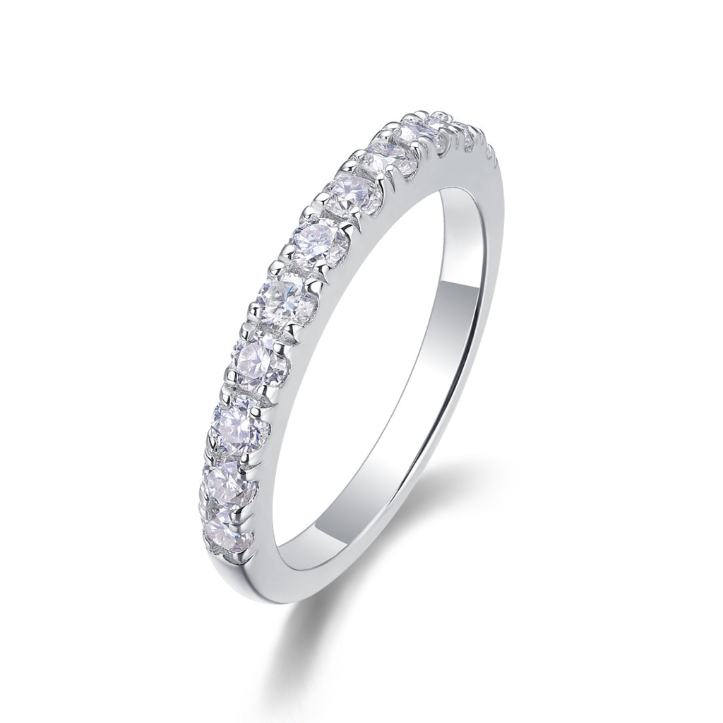 Wayfarer Moissanite Eternity Band Ring in Sterling Silver