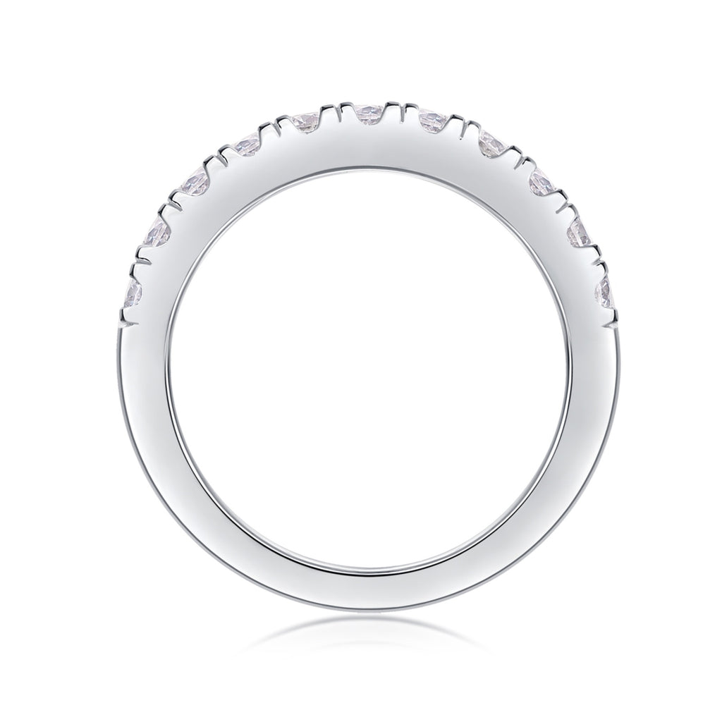 Wayfarer Moissanite Eternity Band Ring in Sterling Silver