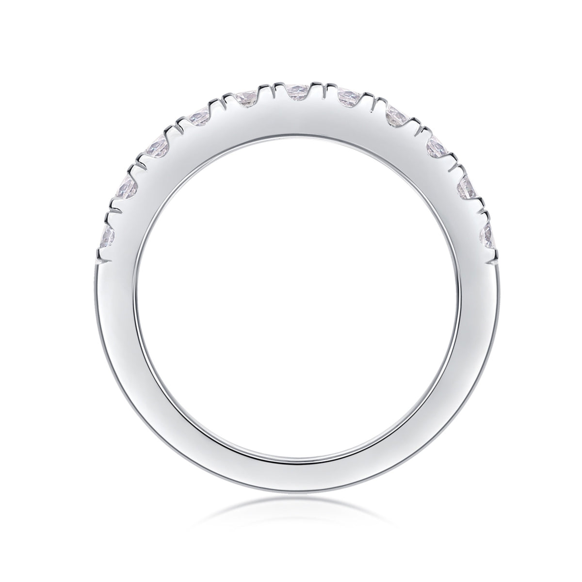 Wayfarer Moissanite Half Eternity Band Ring in Sterling Silver